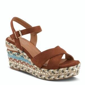 NEW PATRIZIA women's sloane wedge sandal in brown